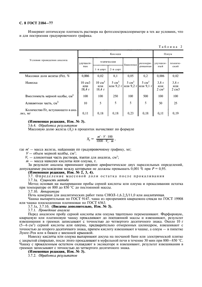 Серная кислота 2184 2013