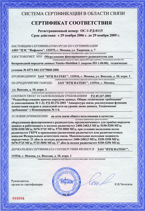 сертификат минсвязи